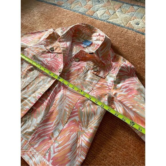 NWOT Lark Lane Tropical Print Blazer Coconut Buttons Size 16 - Picture 5 of 7